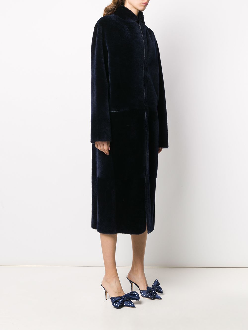 Shop Liska Reversible Long-length Coat In Blue