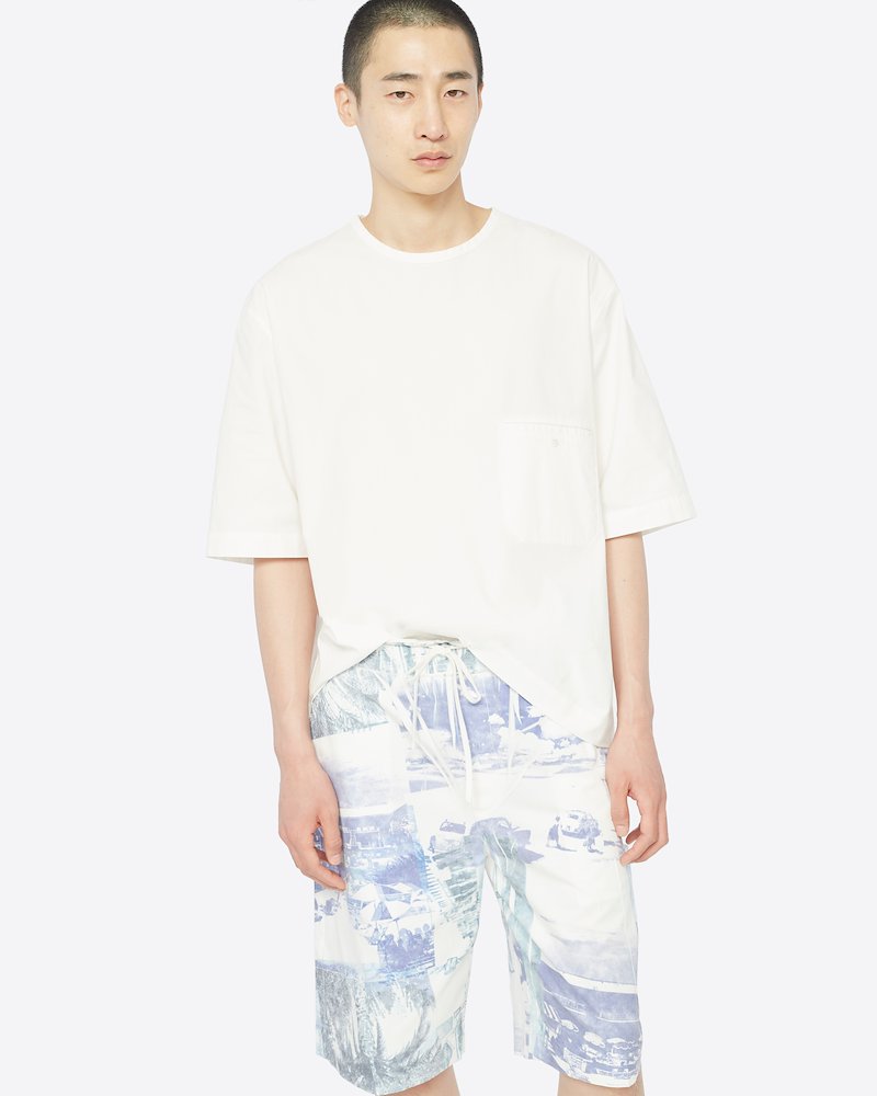 Postcard Print Drawstring Short-blue multi #1 Postcard Print Drawstring Short, - 3