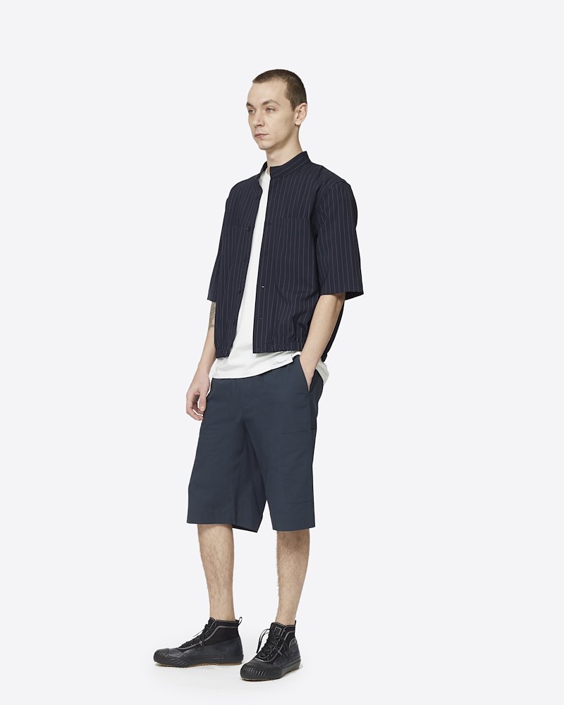 Washed Poplin Pull On Short-blue #1 Washed Poplin Pull On Short, Marine Synthetic->Spandex/Elastane Washed Poplin Pull On Short from 3.1 Phillip Lim.- 1