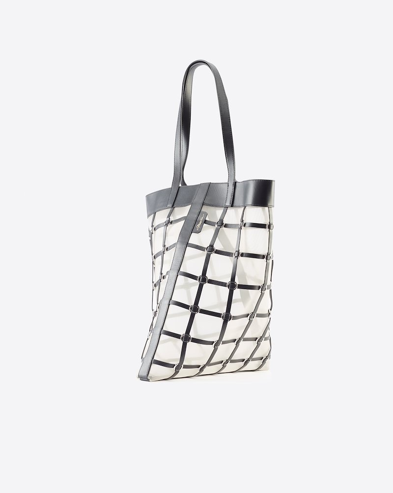 Billie Medium Cage Tote, Time to upgrade your bag game. Crafted from calf leather with a woven design, this black medium Billie Cage tote bag from 3.1 Phillip Lim is the perfect choice to give your looks a bold twist. Ready to step up? Featuring a sheer construction, top handles, an open-top design, a main internal compartment, mesh panels and silver-tone hardware. - 3