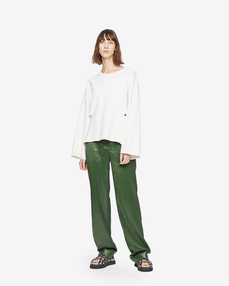 Lacquered Trouser-green #0 Lacquered Trouser, The grass isn't always greener on the other side. It's greener wherever these straight-leg mid-rise trousers from 3.1 Phillip Lim are. Make sure that place just to happens to be your wardrobe. Featuring a straight leg, a mid-rise, a concealed front button placket, side slit pockets, a rear patch pocket and a waistband with belt loops.- 0