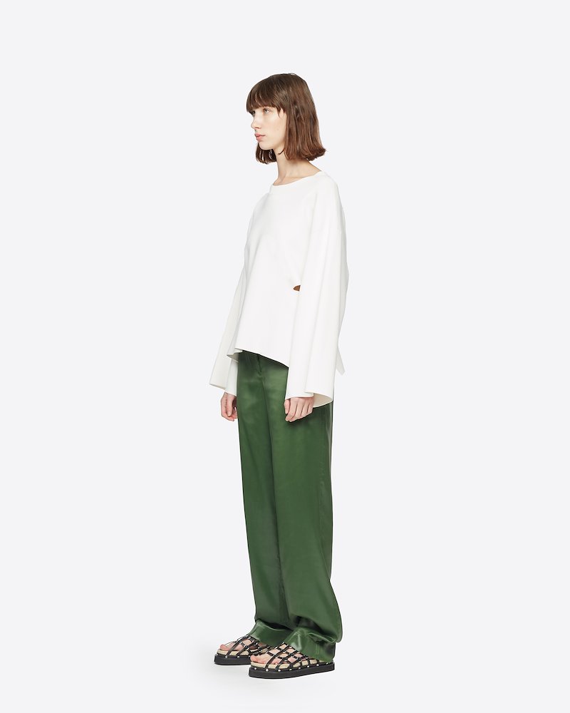 Lacquered Trouser-green #1 Lacquered Trouser, The grass isn't always greener on the other side. It's greener wherever these straight-leg mid-rise trousers from 3.1 Phillip Lim are. Make sure that place just to happens to be your wardrobe. Featuring a straight leg, a mid-rise, a concealed front button placket, side slit pockets, a rear patch pocket and a waistband with belt loops.- 1