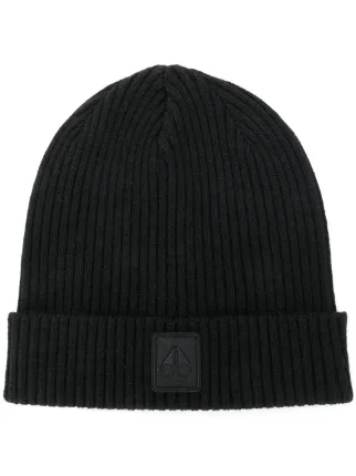 Shop Moose Knuckles ribbed beanie with 