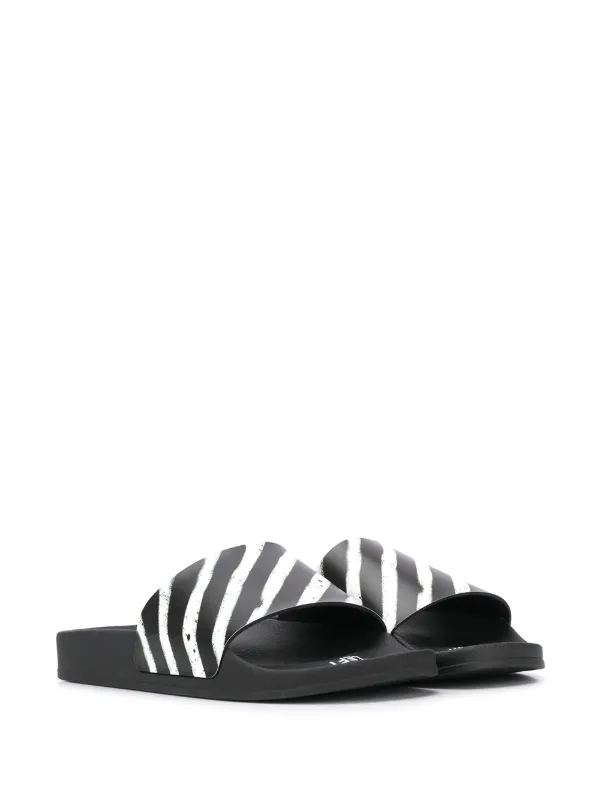 black and white striped slides