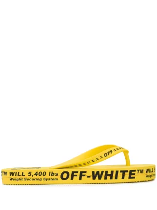 yellow off white flip flops
