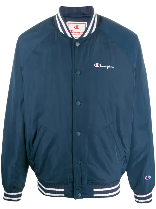 champion contrast sleeve bomber jacket with back logo