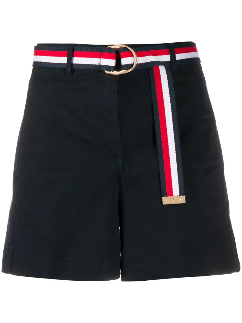Tommy Hilfiger Belted High-rise Shorts In Blue