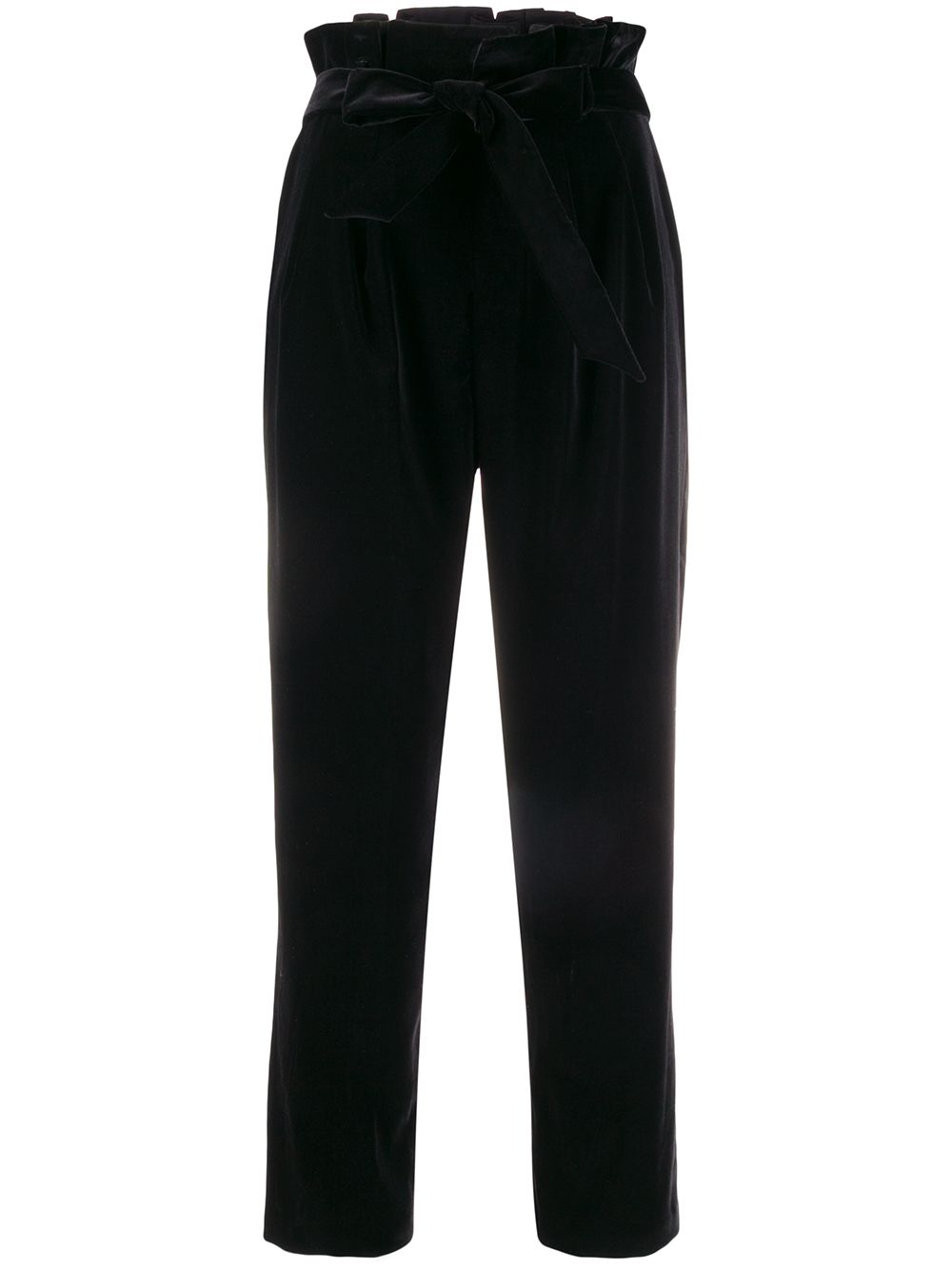 Shop Alice And Olivia Tie-waist Cropped Velvet Trousers In Black