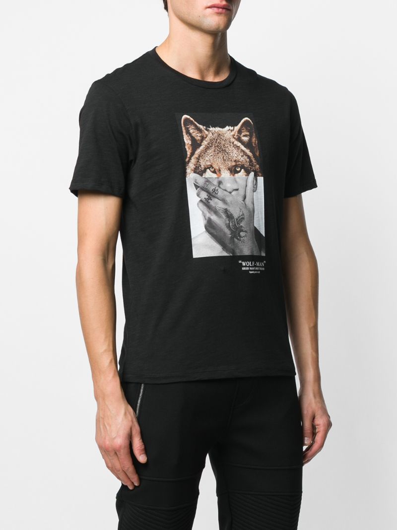 Shop Neil Barrett Wolf-man Print T-shirt In Black