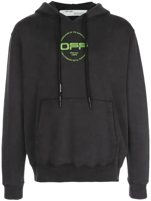 White Hand and logo print hoodie 