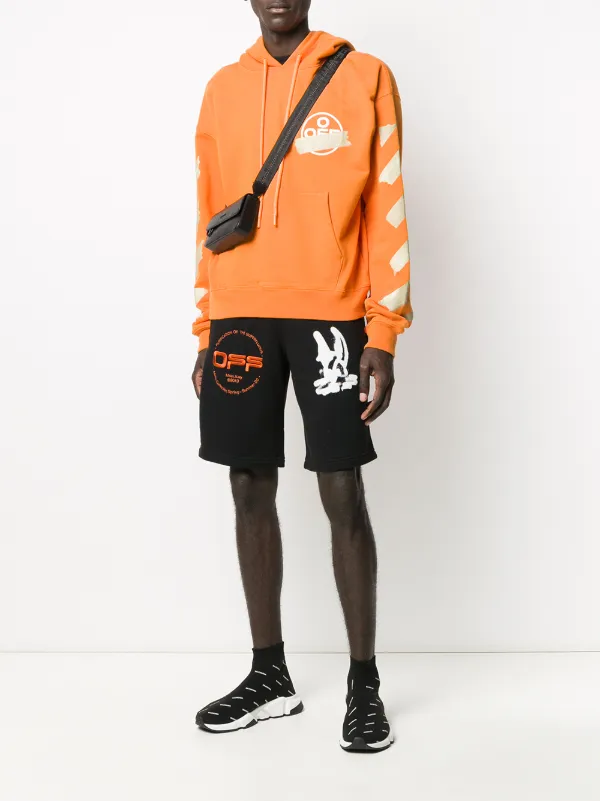 off white tape hoodie orange
