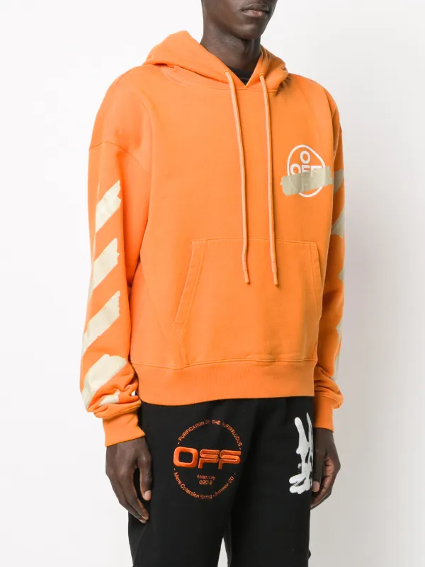 off white tape hoodie orange