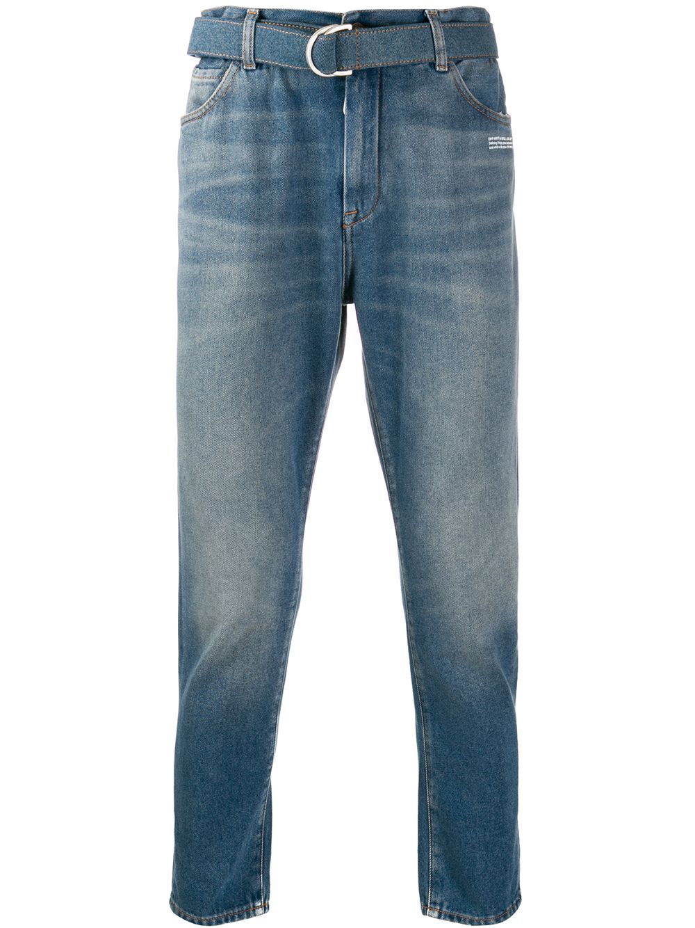 OFF-WHITE BELTED SLIM-FIT JEANS