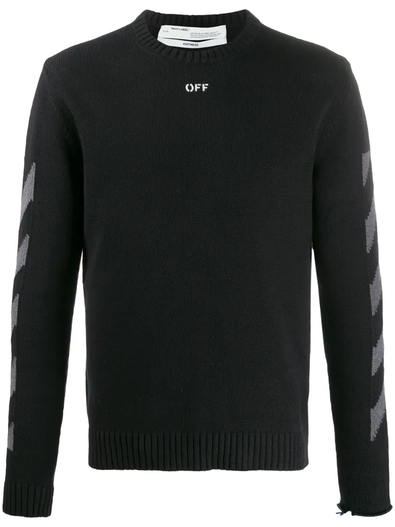 Off-White – OFF CREWNECK BLACK MELANGE GREY – men – Cotton/Polyester – S, M, L, XS, XL – Black