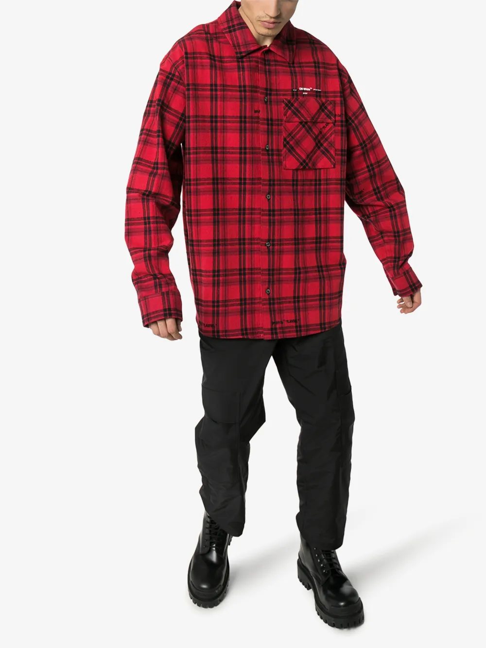 OFF-WHITE OFF-WHITE ARROW CHECKED FLANNEL SHIRT,OMGA098R20G71021200114684636