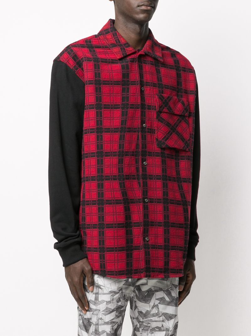 Shop Off-white Contrasting Sleeves Checkered Shirt In Red