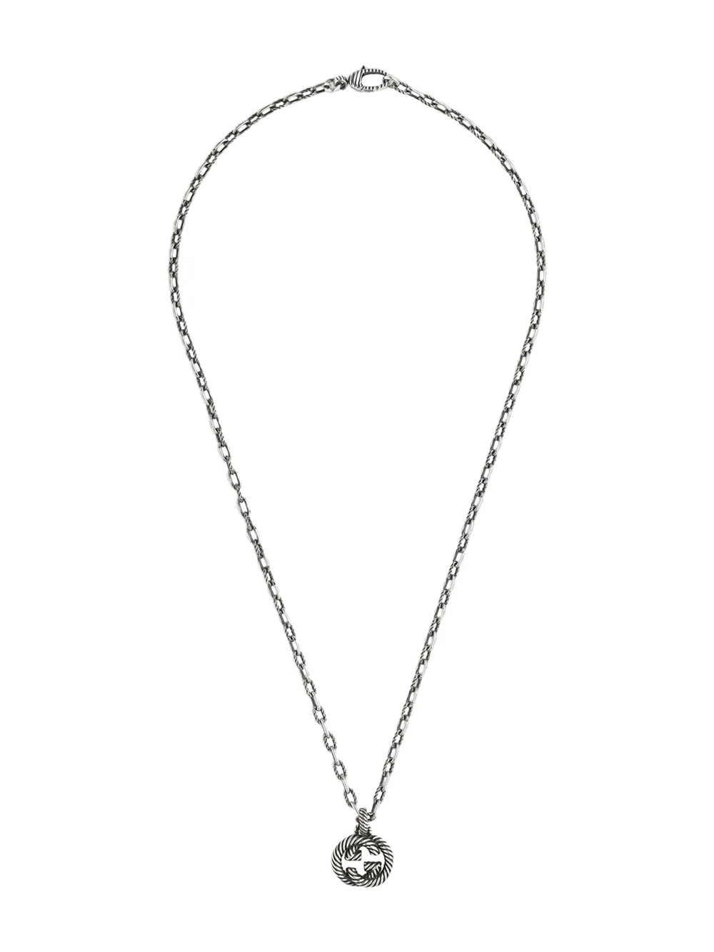 Shop Gucci Interlocking G Pendant Necklace In Silver