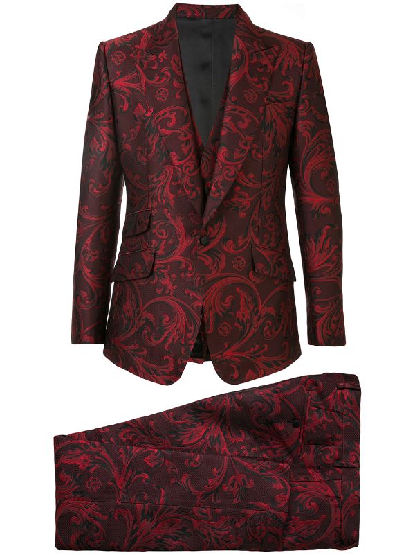 Shop red Dolce \u0026 Gabbana jacquard three 