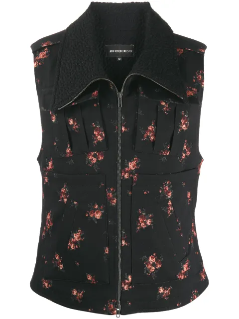 Ann Demeulemeester 플로럴 자카드 지퍼 베스트