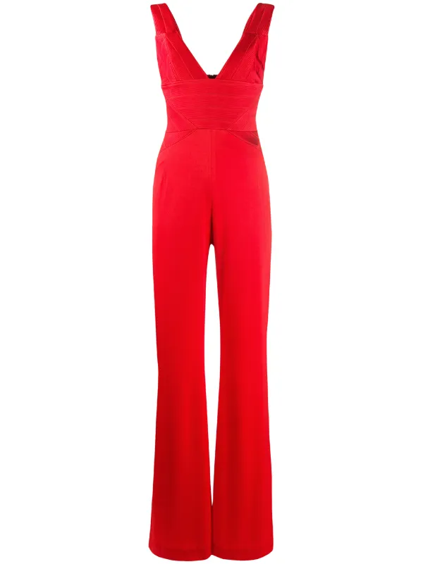 red flared jumpsuit