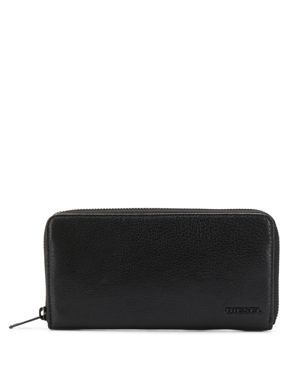 Diesel Zip-around Gusseted Wallet In Black