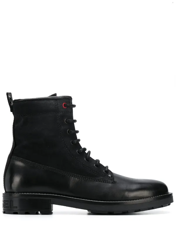 mens black lace up combat boots