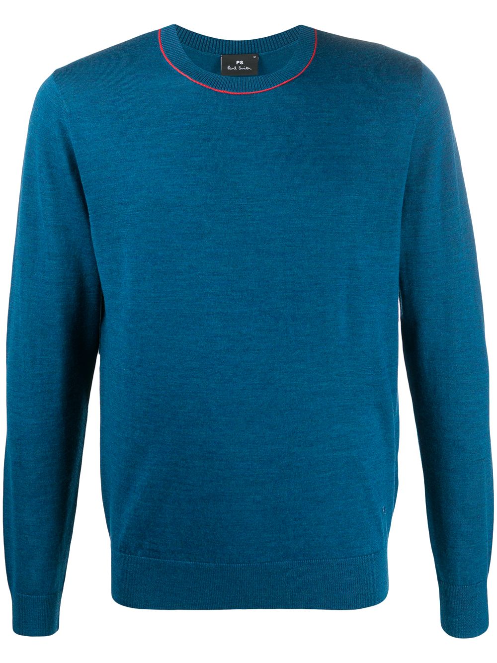 Ps By Paul Smith Contrast Collar Fine Knit Jumper In Blue