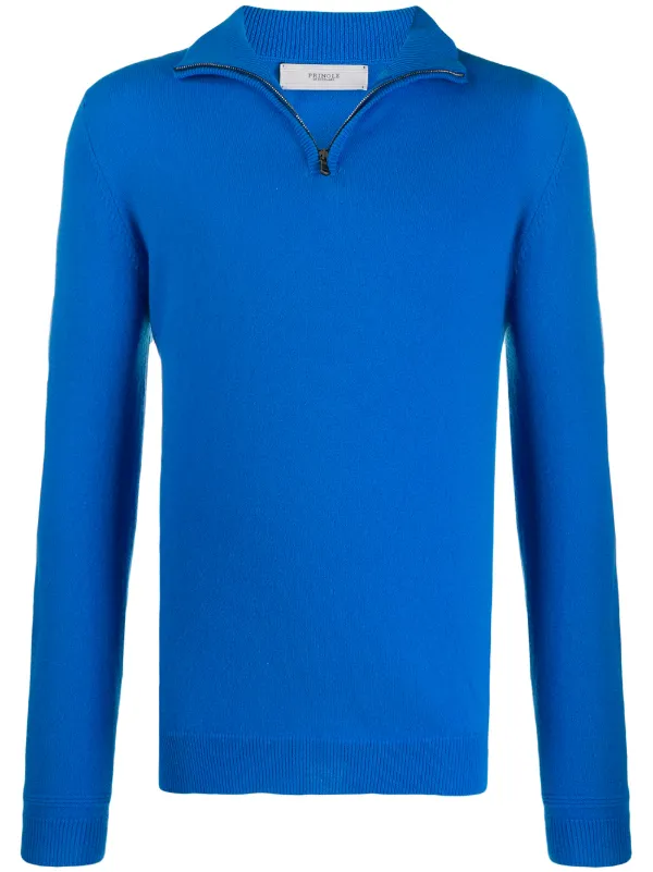 blue half zip jumper