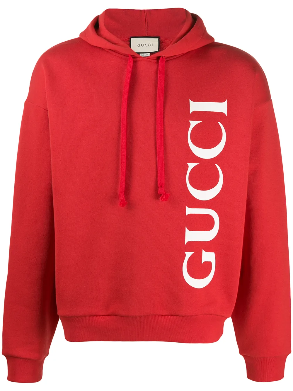 Gucci red logo print hoodie for men 