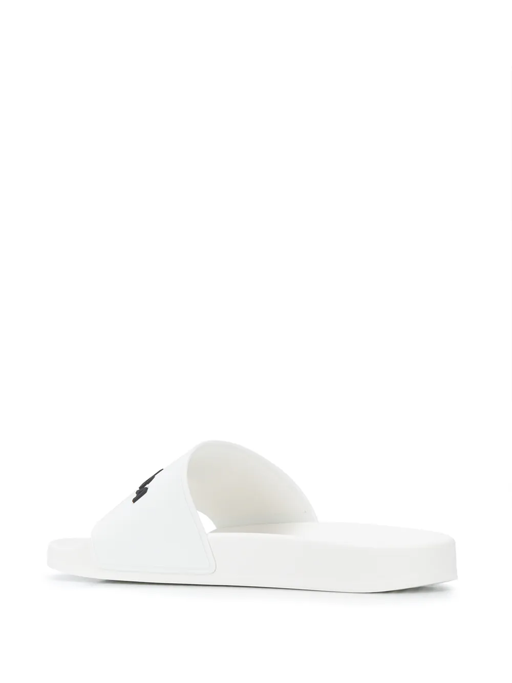 Balenciaga Lettering Logo Pool Slides In White Black