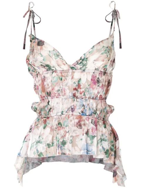 Haculla floral ruffle camisole silk top