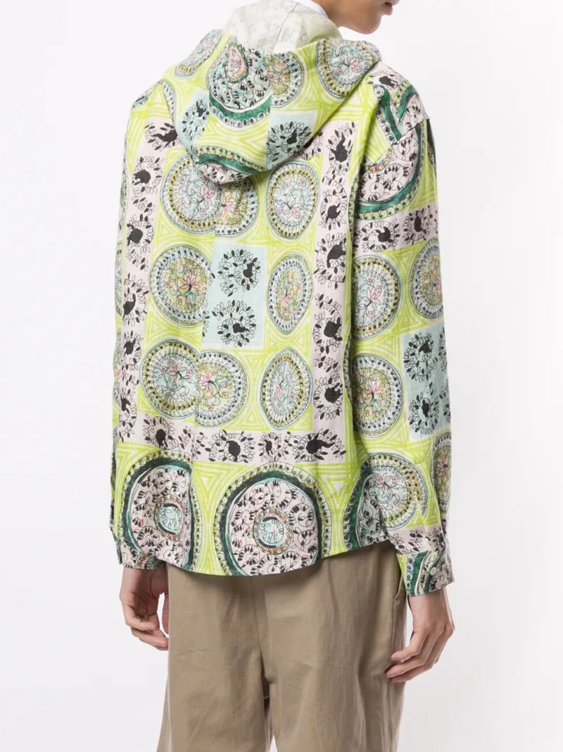 Jw Anderson Mystic Paisley Printed Pop Over Long Sleeve Shirt In Green