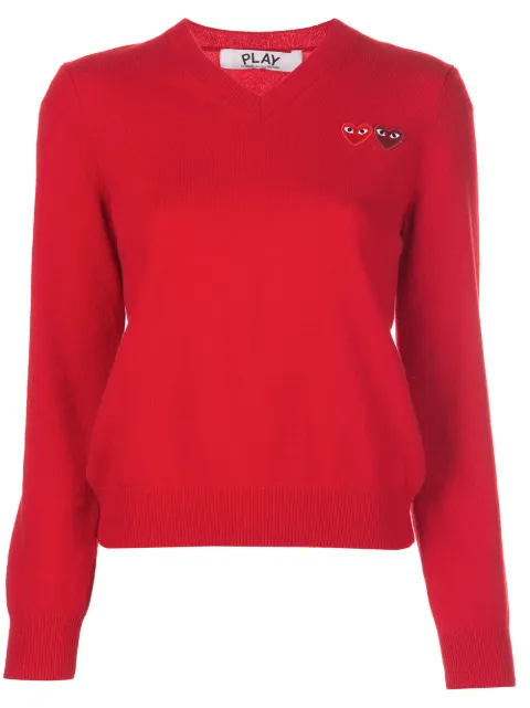Comme Des Garçons Play knitted v-neck heart jumper