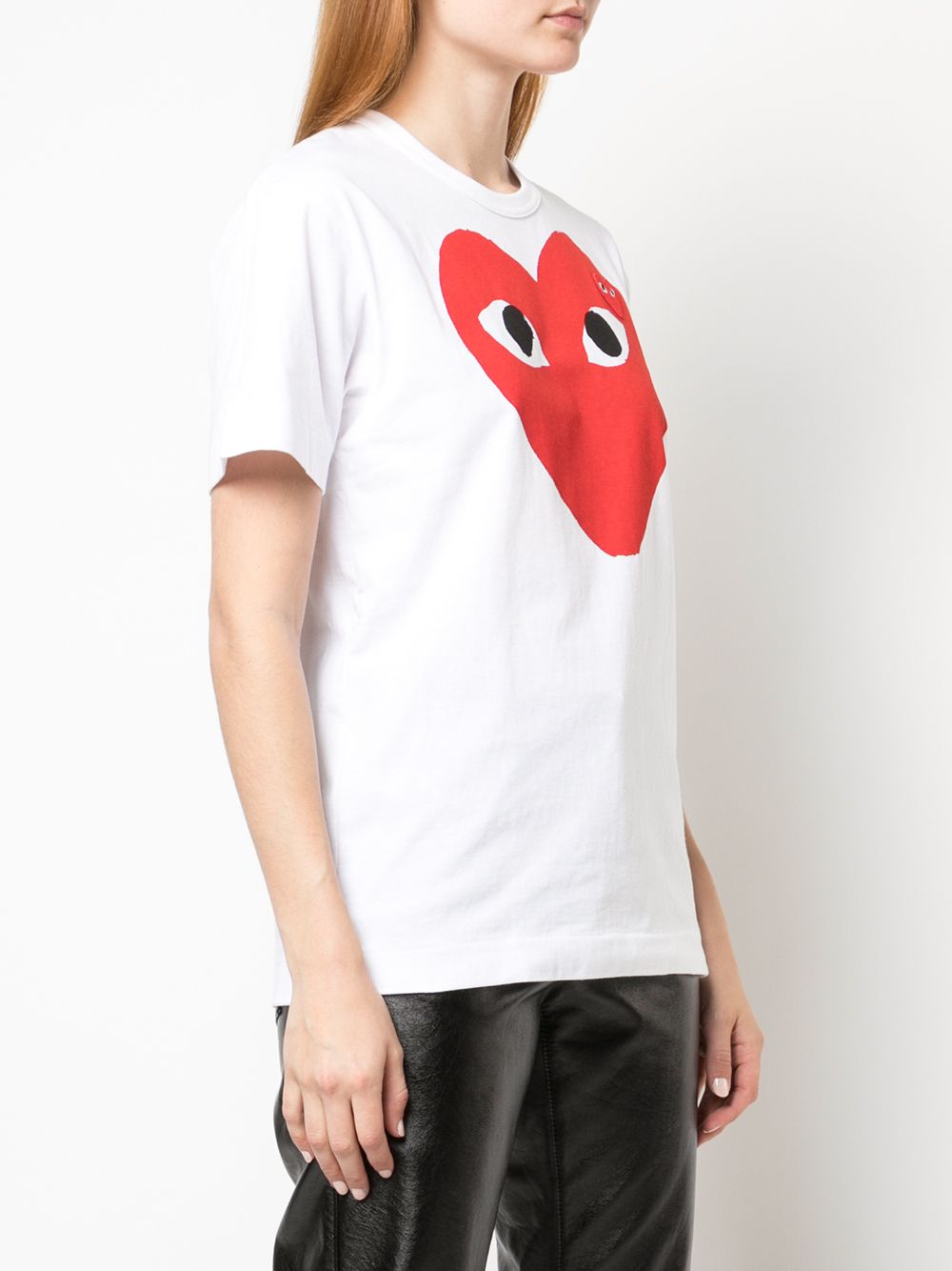 Shop Comme Des Garçons Play Heart Logo Jersey T-shirt In White