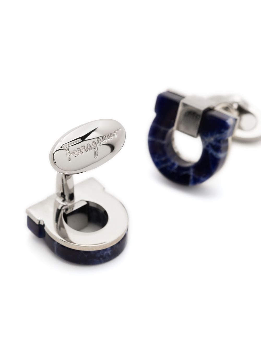 Shop Ferragamo Gancini Cufflinks In Silver