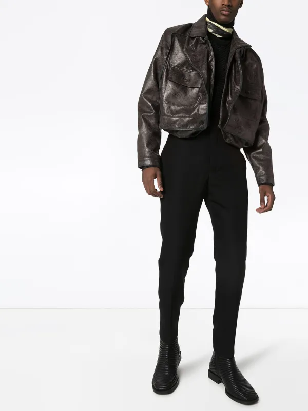 cropped leather jacket men