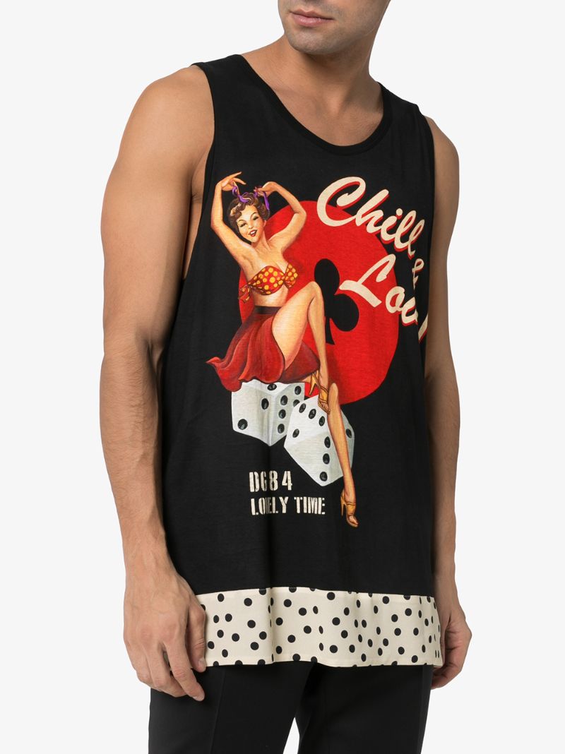 Shop Dolce & Gabbana Pin-up Print Tank Top In Black