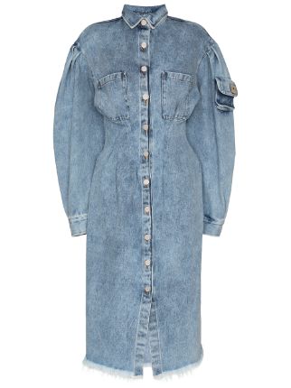 Natasha Zinko Corseted Waist Denim Midi Dress - Farfetch