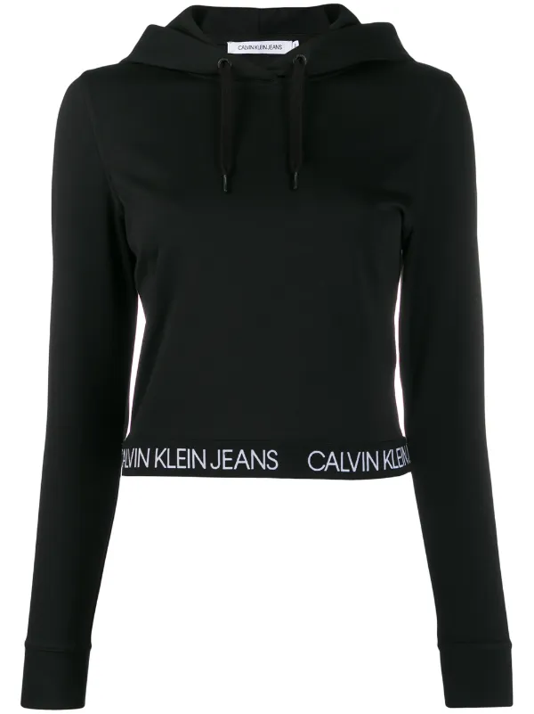 calvin klein black cropped hoodie