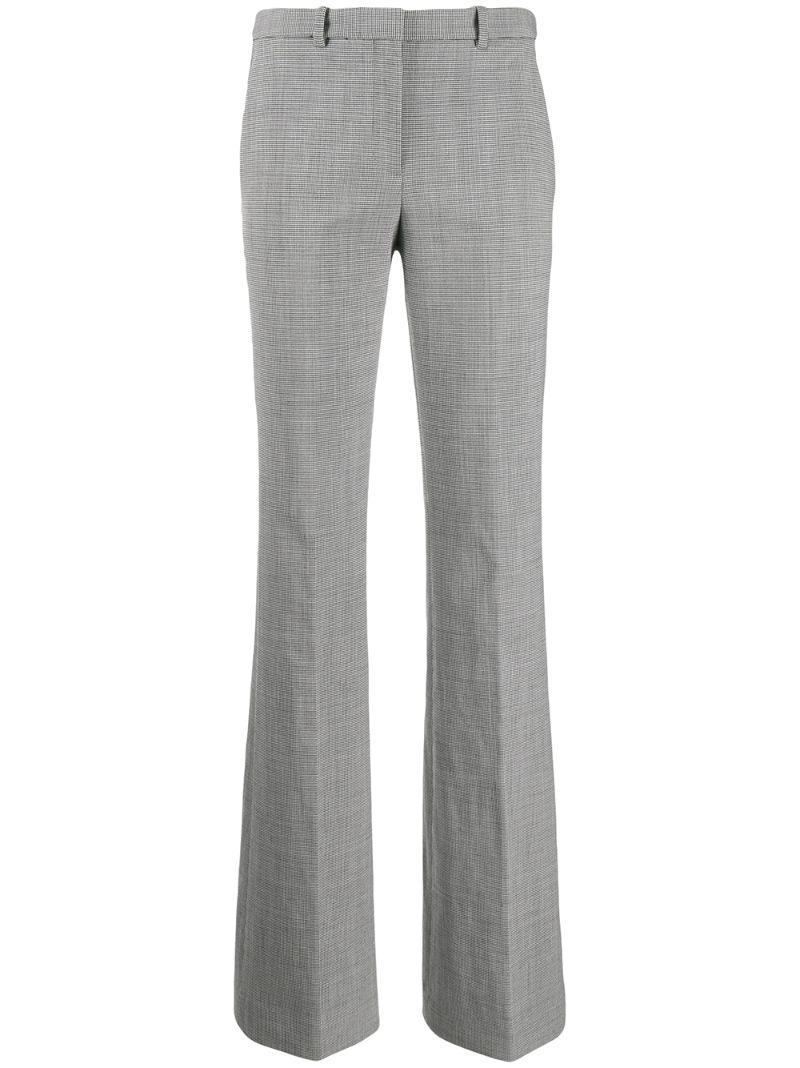 Theory Houndstooth Print Flared Trousers In White