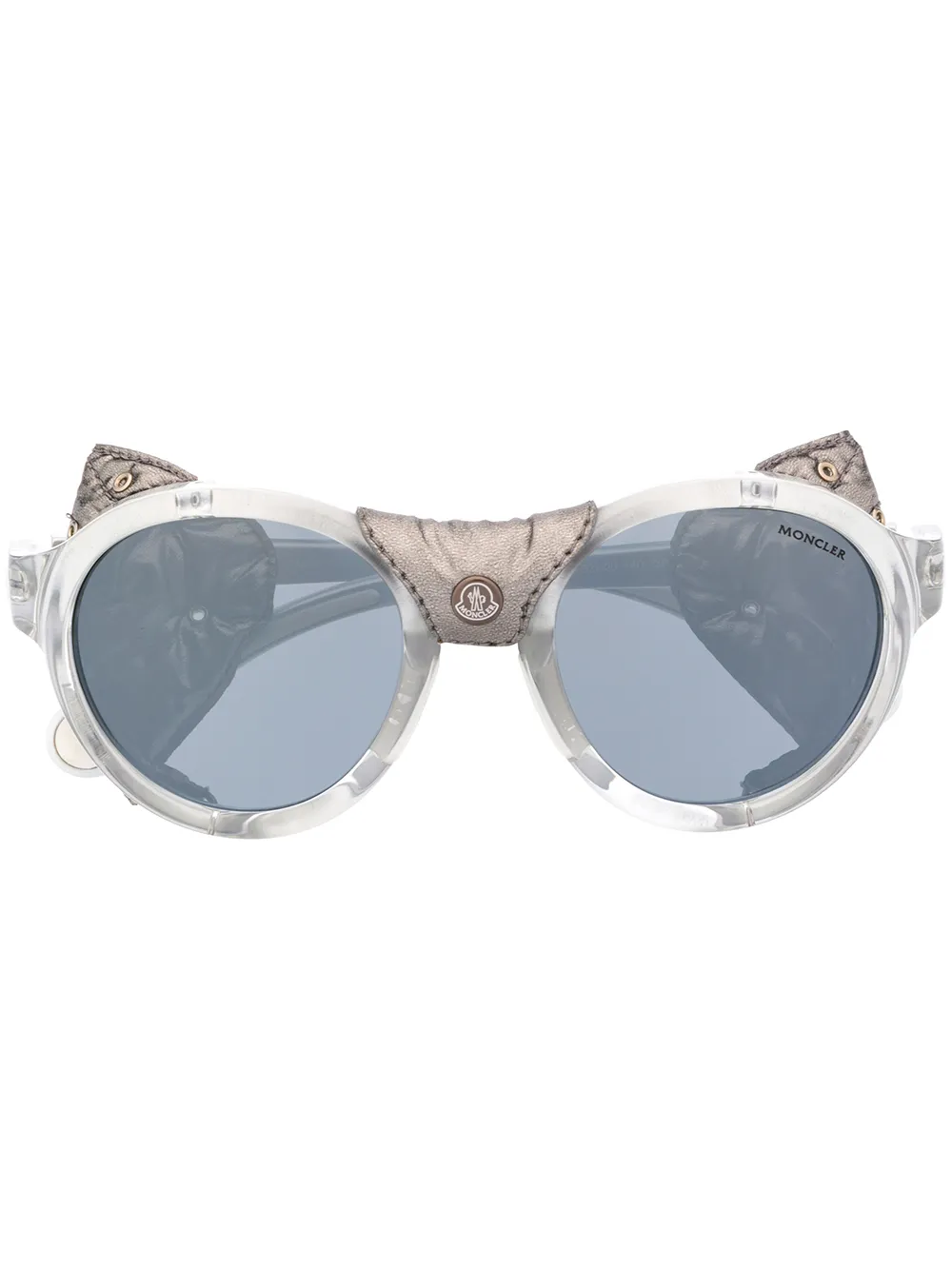 

Moncler Eyewear lentes de sol con detalle de cuero - Plateado