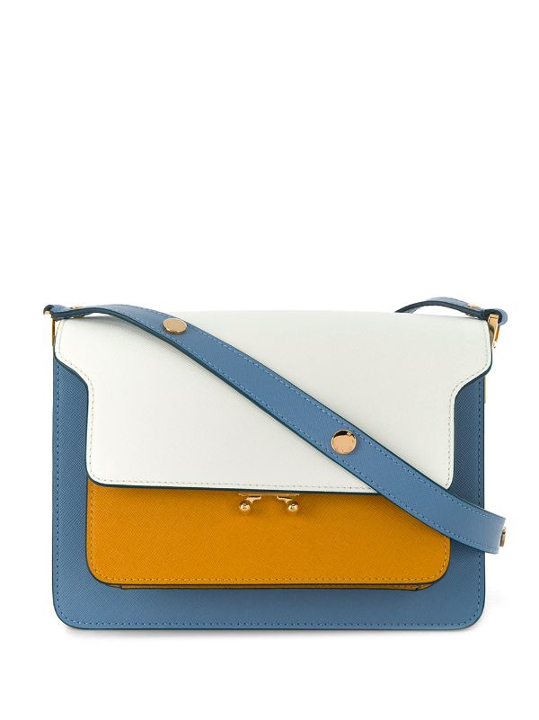 blue and yellow purse