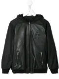 Dolce & Gabbana Kids logo patch hooded bomber jacket - Black