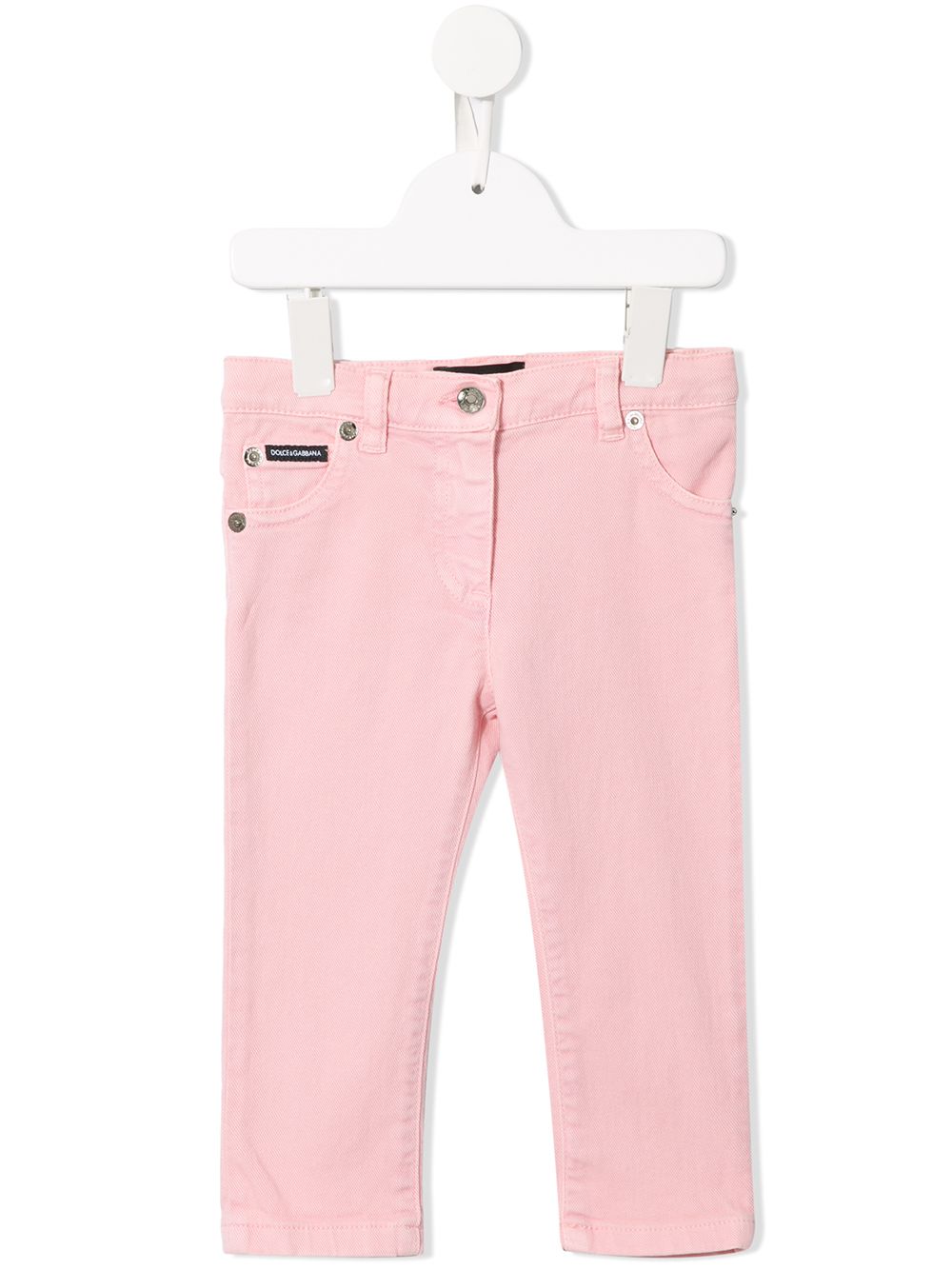 Dolce & Gabbana Babies' Logo Patch Jeans In Pink