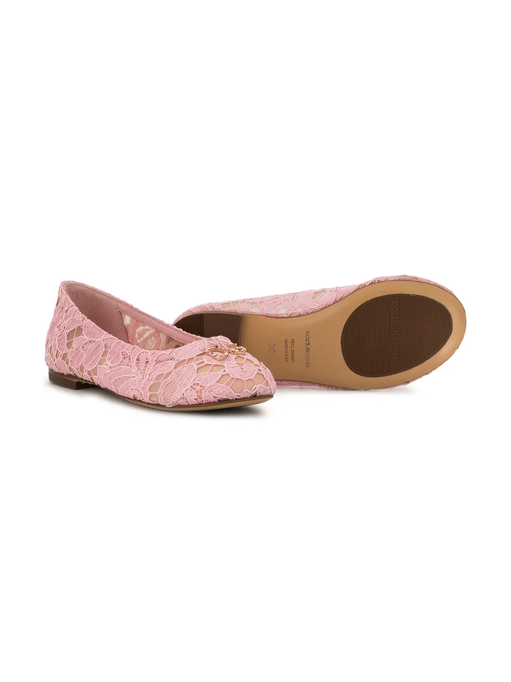 Dolce & Gabbana Kids Ballerina's verfraaid met kristallen - Roze