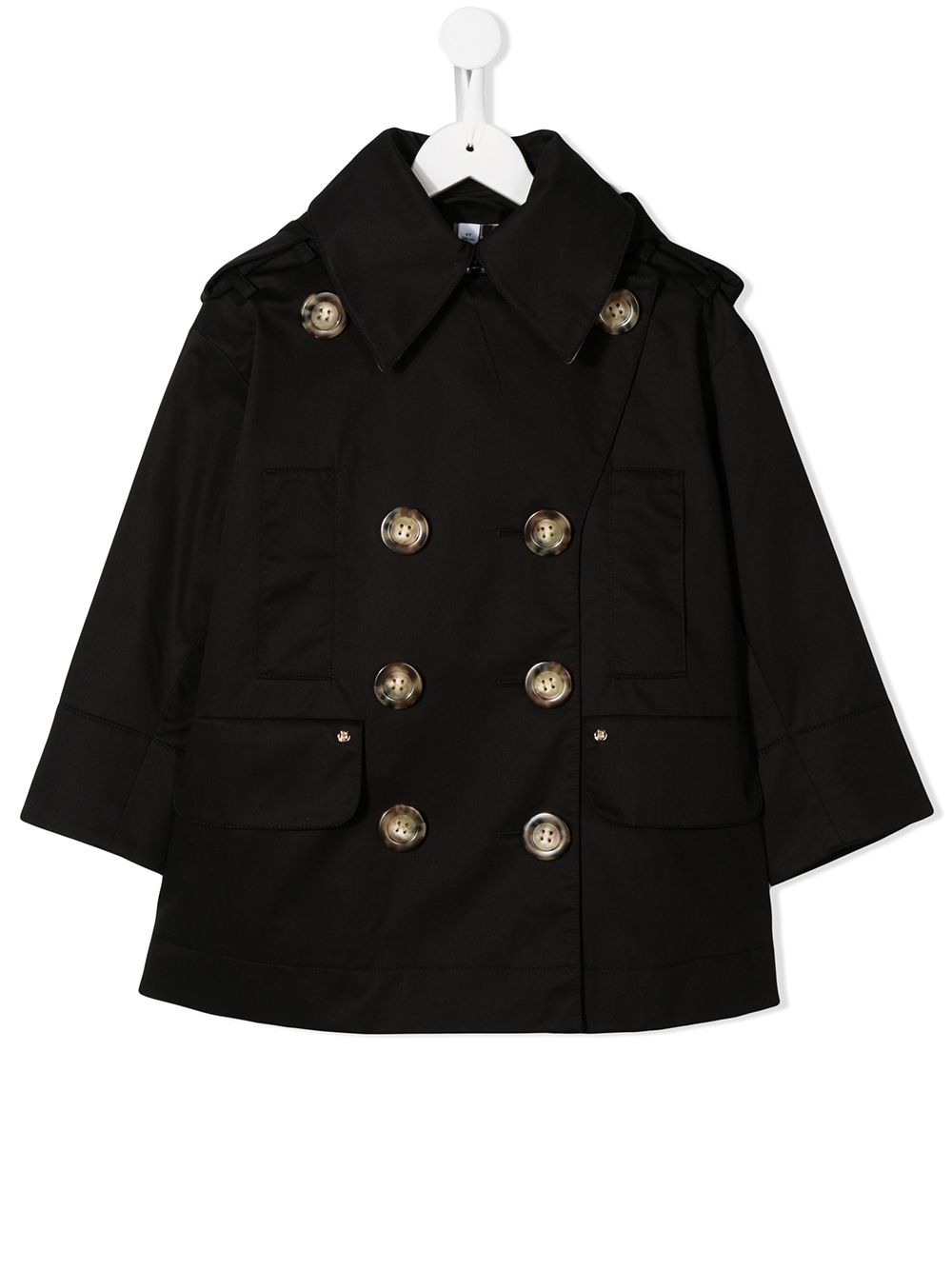 Burberry Kids' Double Breasted Trench Coat In Black