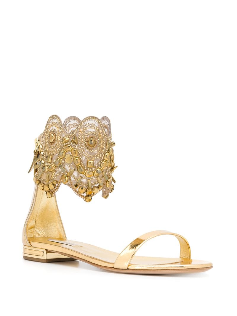 Shop Casadei Embellished Ankle Strap Sandals In Gold