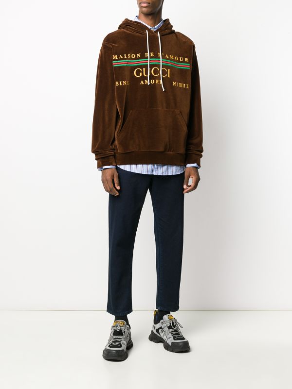 gucci embroidered hooded sweatshirt