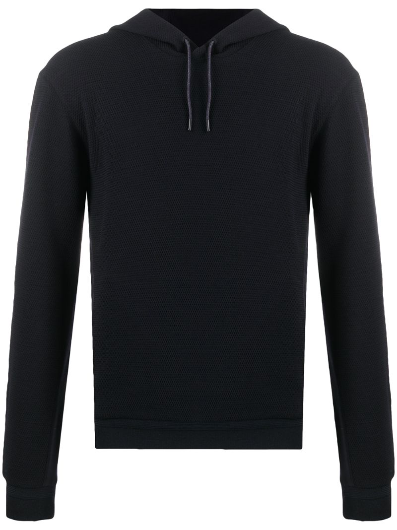 Z Zegna Logo-patch Knit Hooded Jumper In Blue