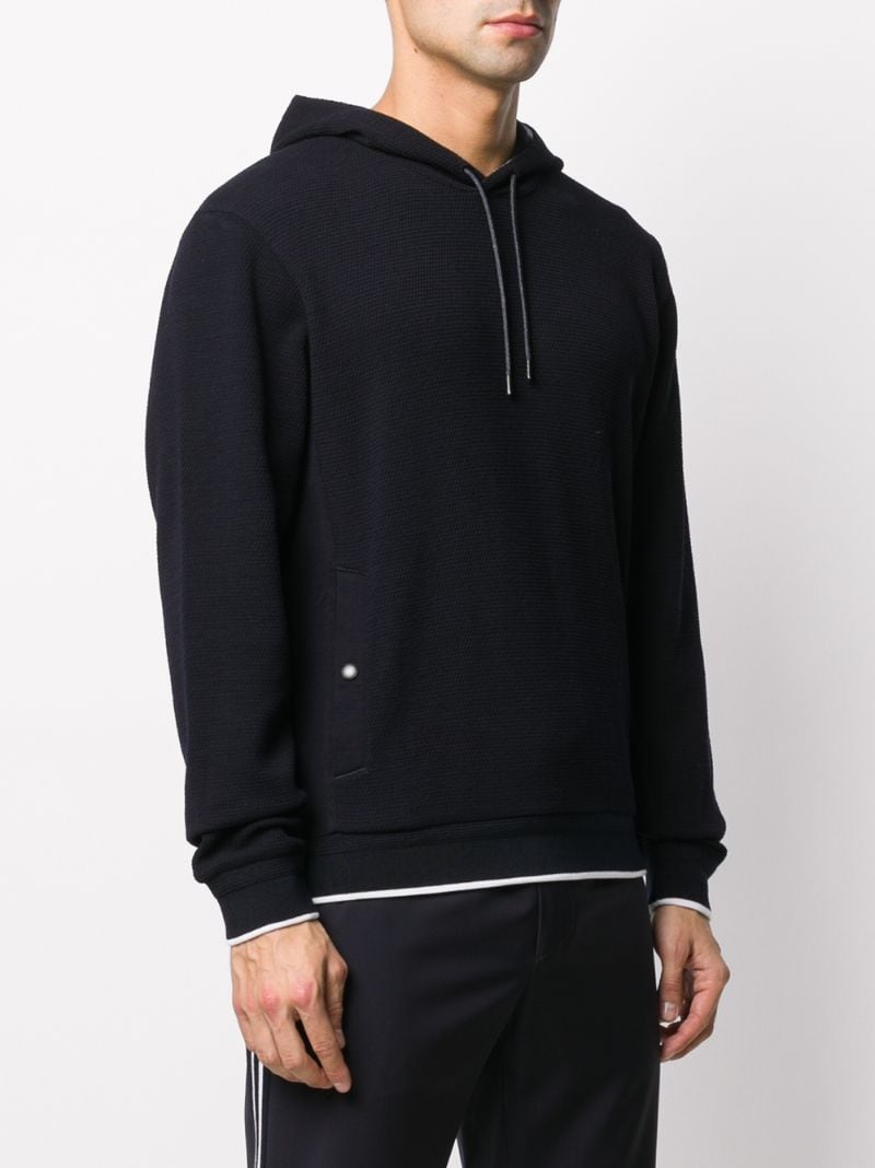 Shop Z Zegna Logo-patch Knit Hooded Jumper In Blue